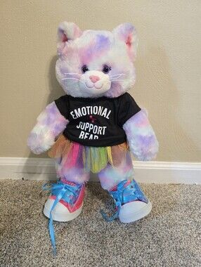 BUILD A BEAR MULTI COLORED CAT + OUTFIT